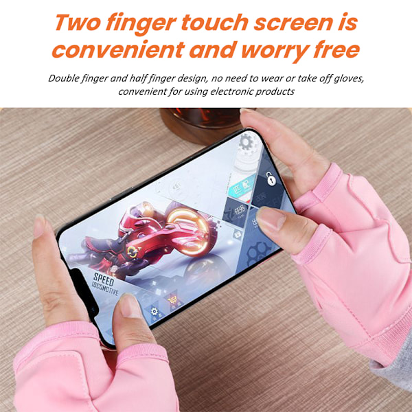 Laddningsbara Bärbara Uppvärmningshandskar Utan Fingrar med Digital Display Justerbar Pink