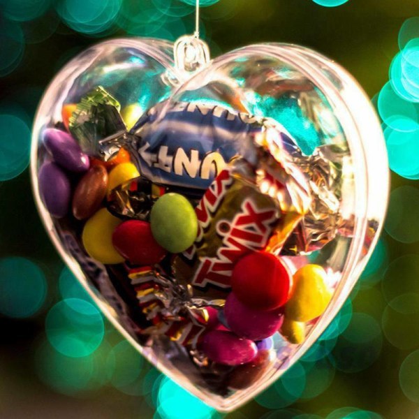 5 st julgran plast hjärtformade boll dekoration prydnad 100×98×56mm 5pcs