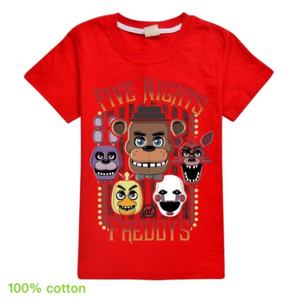 Five Nights at Freddy's FNAF T-shirt Barn Kortärmad Toppar Sommar Casual Blus Red 7-8 Years