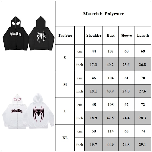 Herr Dam Spindel Mönster Pullover Hoodie Pullover Sweatshirt Långärmad Casual Fashion Sweatshirts White M