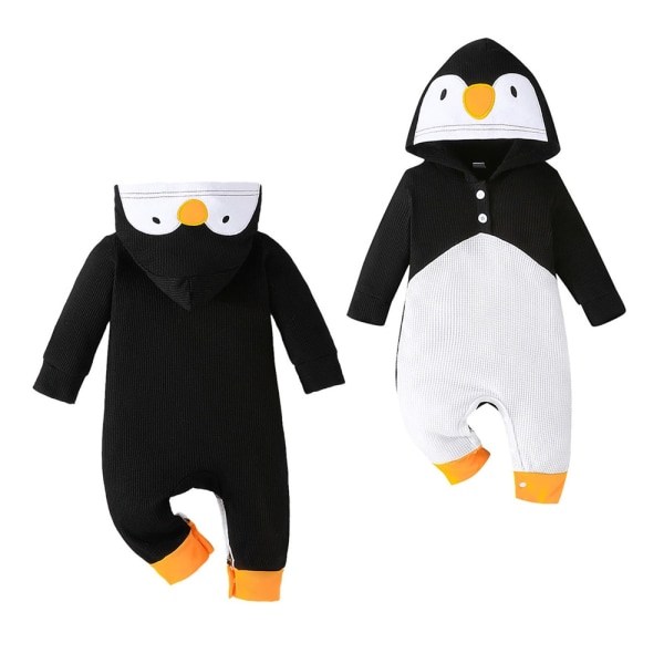 Penguin Boys and Girl Body Nyfödd Jumpsuit med huva 3-6M
