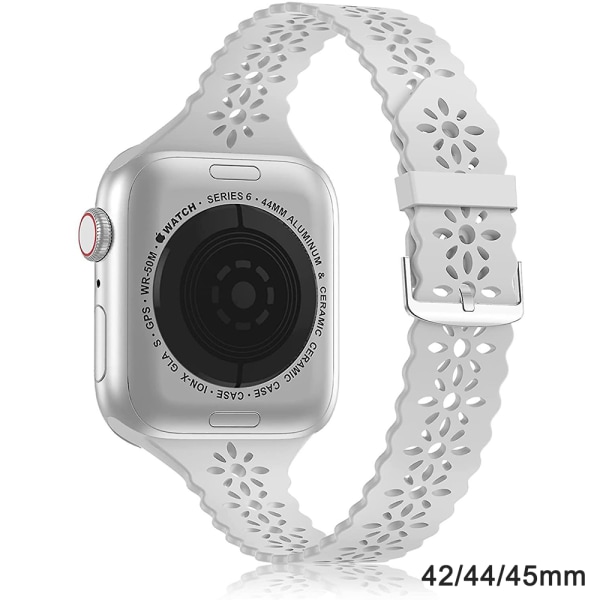 Kompatibel med Apple Watch Bands Lace Silicone Watch Band Grey 42/44/45mm