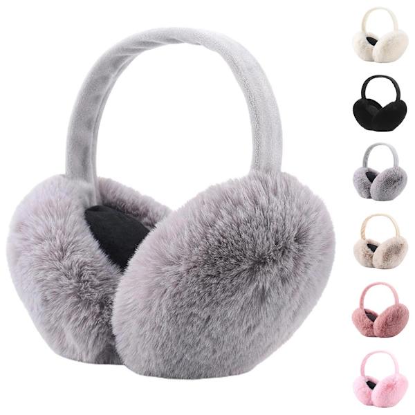 Vuxna Öronmuffar Vinter Plysch Mjukt Omslag Fuzzy Faux Päls Varm Öra Beige