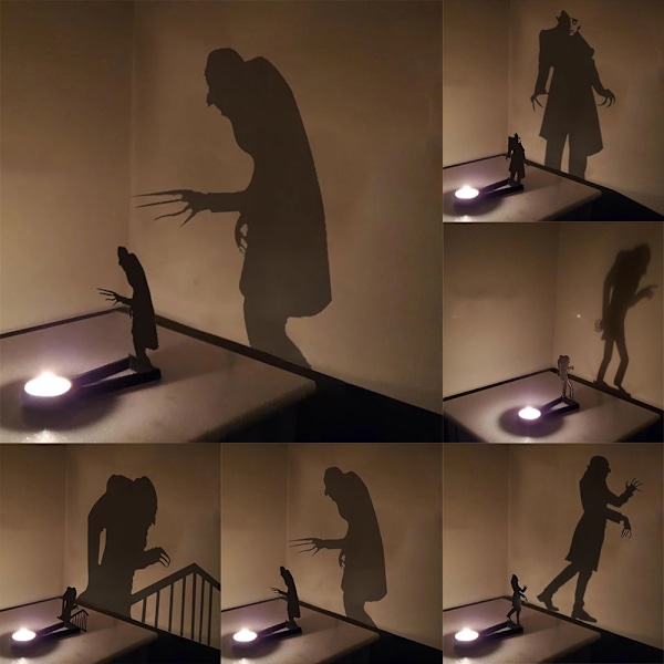 Skräck Nosferatu Skuggelykta Te-Ljus Halloween Dekorationer Bord C