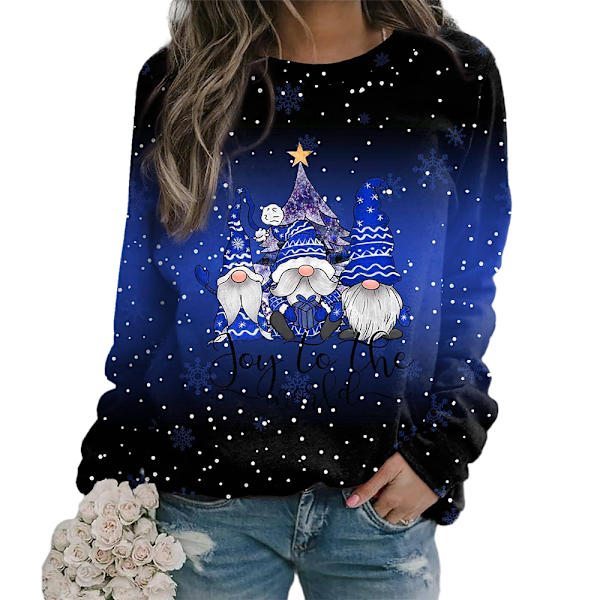 Damjultröja med rund hals, julklapp, mode blue M