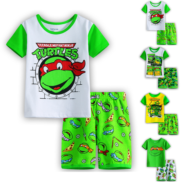 Barn Ninja Turtles Tryck Pyjamas Kortärmad Toppar Shorts Set Nattkläder B 4 Years