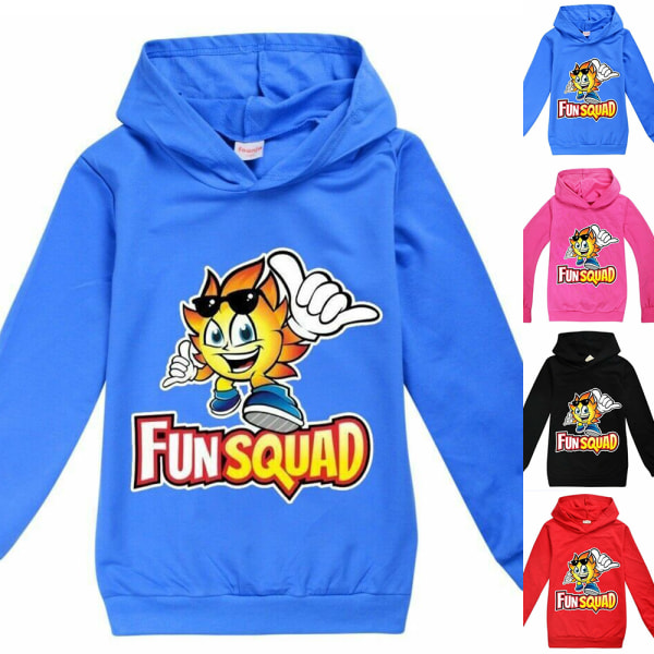 Kids Fun Squad Gaming Print Hoodie Jumper Sweatshirt Dark Blue 150cm