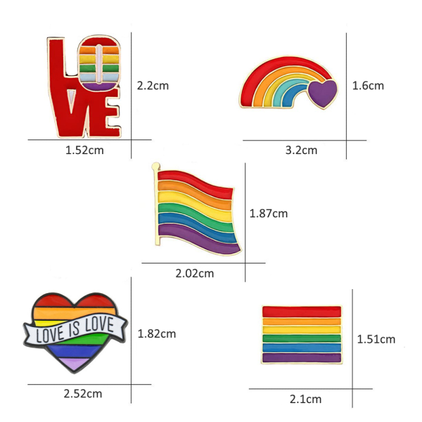 Regnbågsflagga Lapel Enamel Pins Brosch Dekor för Kläder Väskor Pride Present E