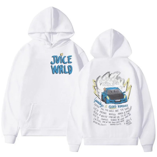 Women's Casual Pullover Long Sleeve Sweatshirts JUICE WRLD Print Hoodie Sweatshirt White 3XL