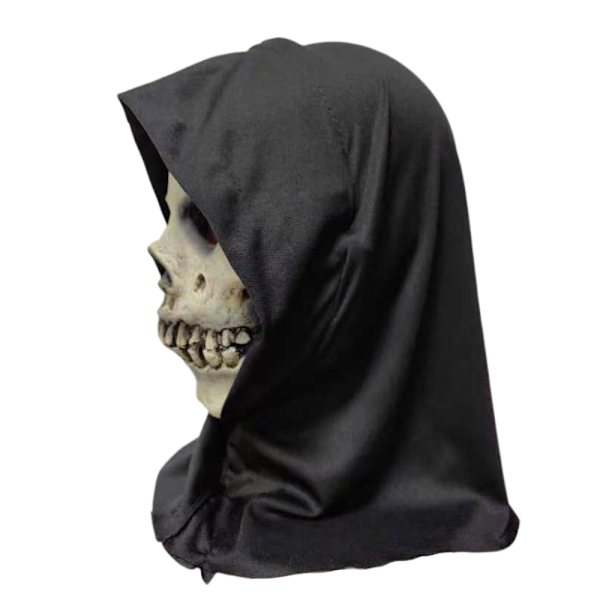 Dödskalle Skelett Latex Mask med Svart Huva Vuxen Herr Halloween Fest Maskeraddräkt Halloween Mask