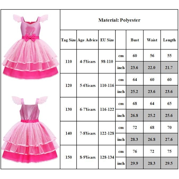 Flickors Barbie Karneval Cosplay Kostym Födelsedag Glittrande Tutu Klänning 4-9 År 150cm