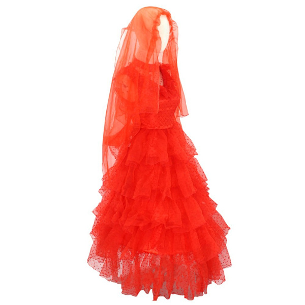 Flickans Lydia Deetz Kostymklänning med Tillbehör Halloween-Outfit Set L