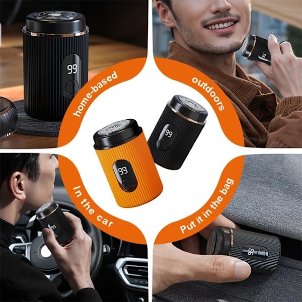 Mini Elektrisk Rakapparat Män Bärbar Elektrisk USB Uppladdningsbar Skäggrimmer Orange