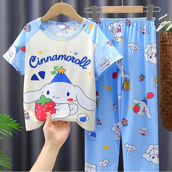 Kid Girl Sanrio Melody Kuromi Pyjamas Kortärmad T-shirt Byxor Loungewear Nattkläder Set B 4-5Years