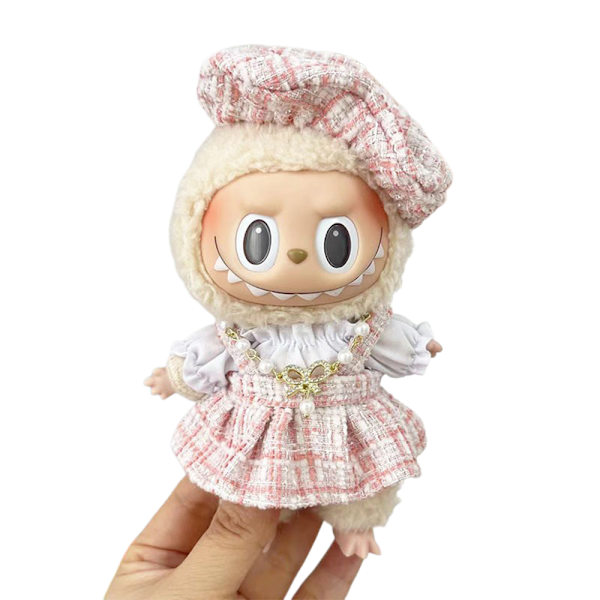 För 17cm Labubu The Monsters Plyschdocka Söt Klänning Kläder Kläder Utan Docka Pink