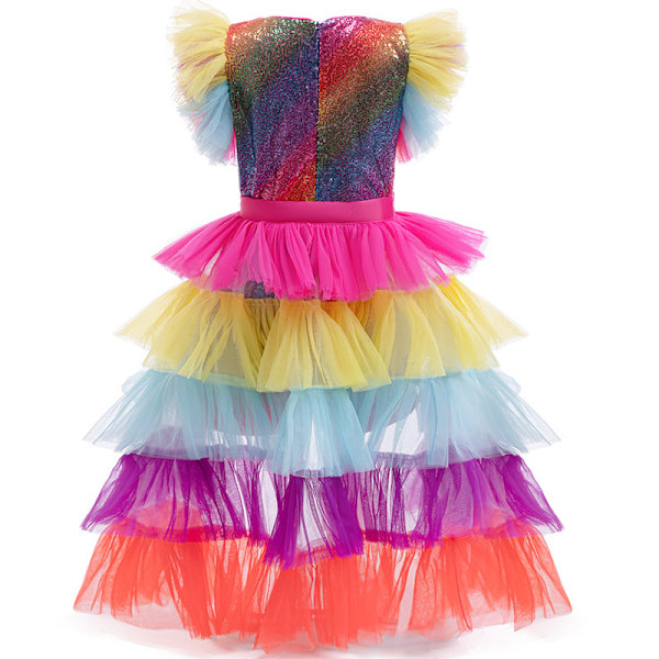 Regnbågskarnevalskostym för flickor 4-12 år, glittrande paljett-tutu-outfit för födelsedag 100cm