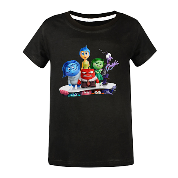 Inside Out 2 Tryck T-shirt Barn Kortärmad Bomull T-shirt Sommar Rund Hals Toppar Black 170cm