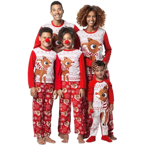 Familj Vuxna Barn Jul Cartoon Älg Pyjamas Nattkläder Set baby 70cm