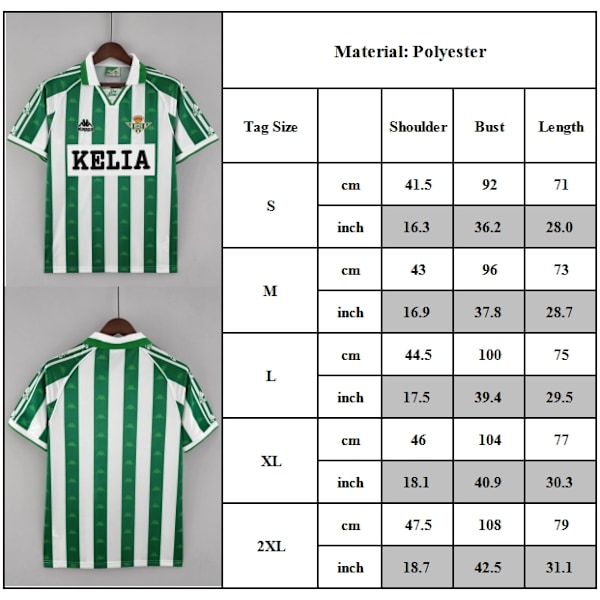 REAL BETIS 1996 - 1997 HEMMATRÖJA Retro Fotbollströja Herr L