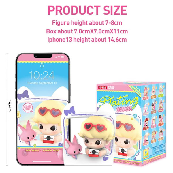 POP MART DIMOO Date Series Blind Box Figurer, DIMOO Blind Box Figurer Samlarleksaker (Slumpmässigt en)