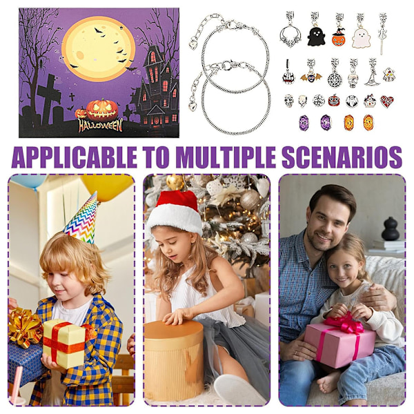 2024 Halloween Nedräkning Adventskalender Barn Flickor Present Armband Tillverkning Kit