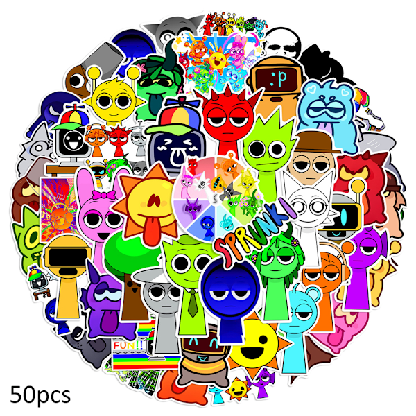 50 st Incredibox Sprunki-klistermärken - Roliga tecknade musikspel-dekaler Barnpresenter 50PCS