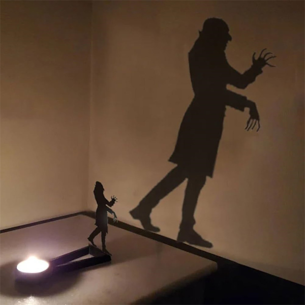 Skräck Nosferatu Skuggelykta Te-Ljus Halloween Dekorationer Bord E