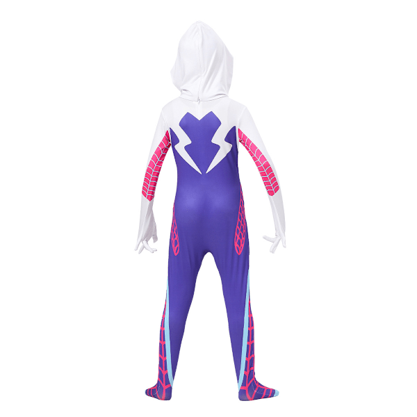 Halloween Marvel Spider Gwen Kostym Jumpsuit för Vuxna och Barn 120cm