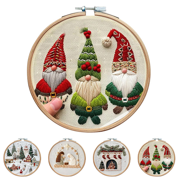 Handbroderingsstartset med stygn, broderi, sömnad, hantverk, stämplade julklappar C