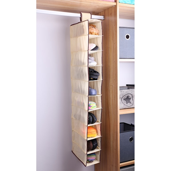 10 Fack Hängande Skoförvaring Organiser Klädförvaring Beige