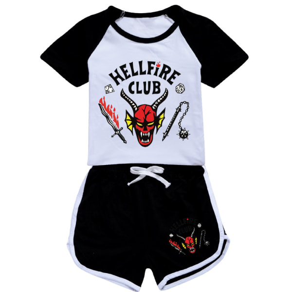 Girl Shorts Set Stranger Things Hellfire Club T-shirt 170CM
