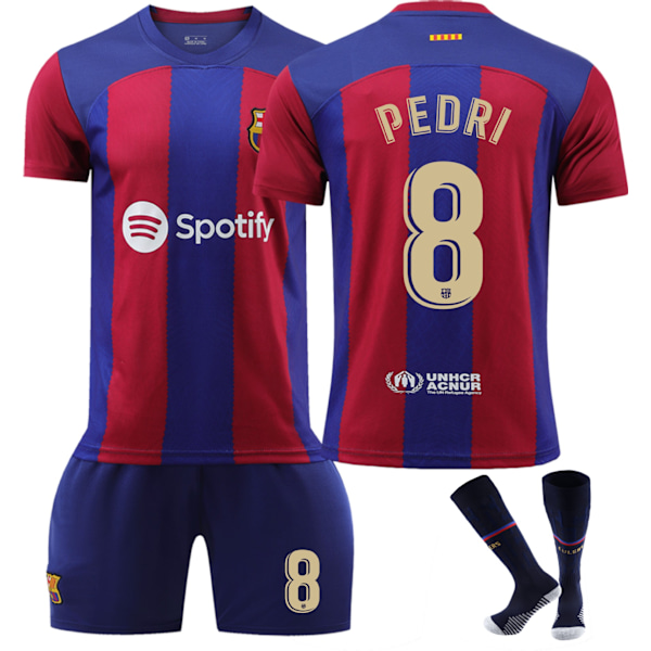 NO.8 PEDRI Fotbollströja Barn Pojkar T-shirt Shorts Strumpor Tröja Sommar Träningsdräkt Set 18