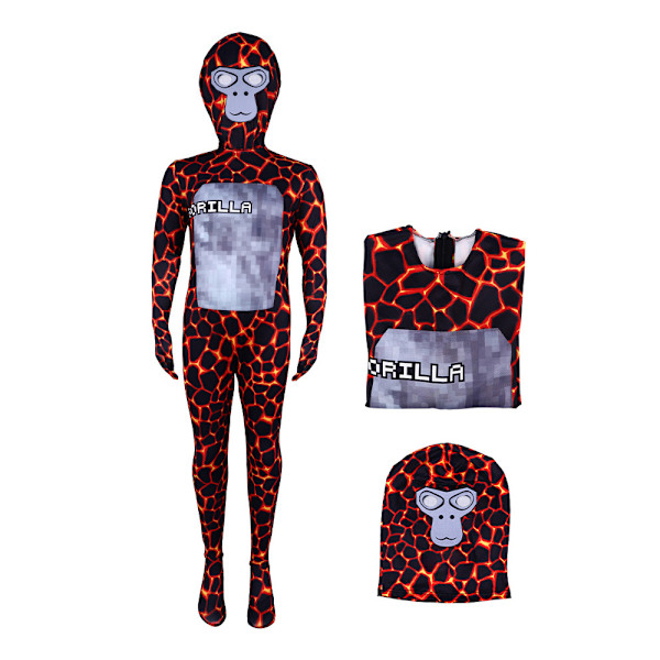 Gorilla Tag Kostym - Barn Pojkars Jumpsuit med Mask Halloween Kostym Set Red 150cm