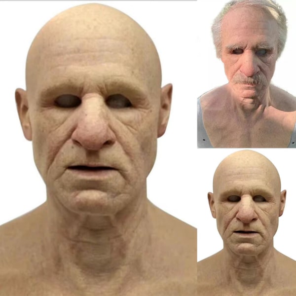 Realistisk Old Man Mask Latex Mask Halloween helhuvudmask B