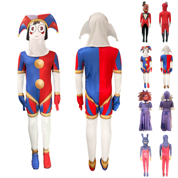 Den fantastiska digitala cirkusen Pomni kostym clown body barn D 140cm