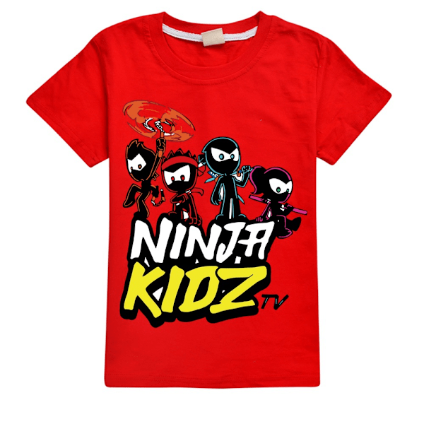 Ninja Kidz Tv tryck T-shirt barn pojkar kortärmad blus casual tee toppar Red 160cm