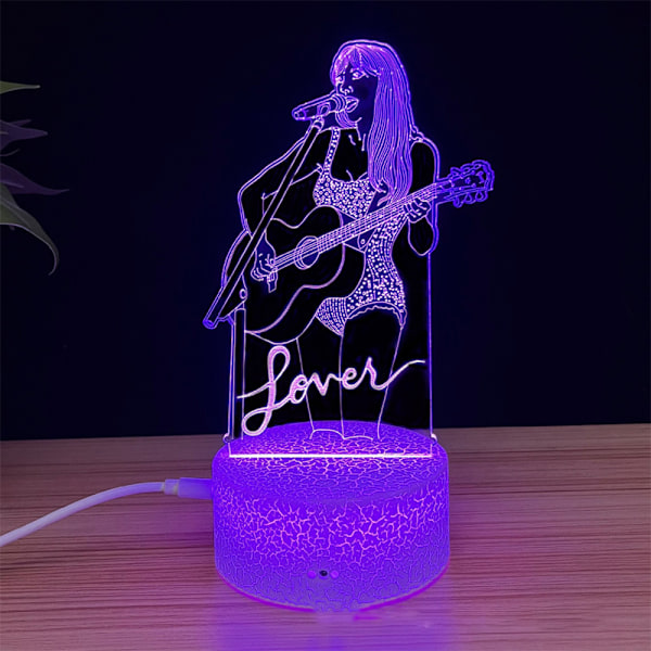 Taylor Swift 3D LED nattlampa skrivbordslampa 7 färger växlande touch-kontroll present A