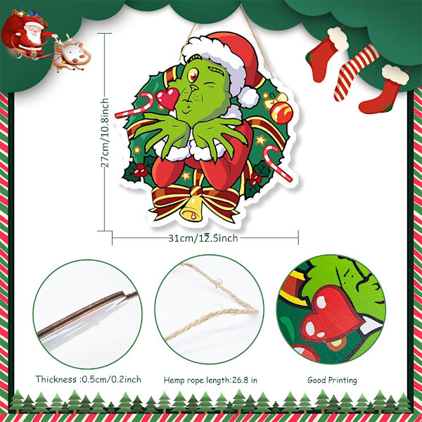 God Jul Grinchmas Välkommen till Whoville Hängande Dörrskylt Grinnch Jul A