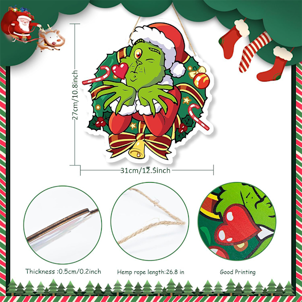 God Jul Grinchmas Välkommen till Whoville Hängande Dörrskylt Grinnch Jul C