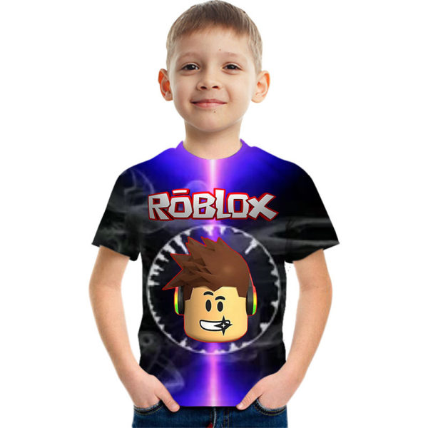 Roblox T-shirt med tryck, tecknad film, barn, pojkar, kortärmad topp B 6-7 Years