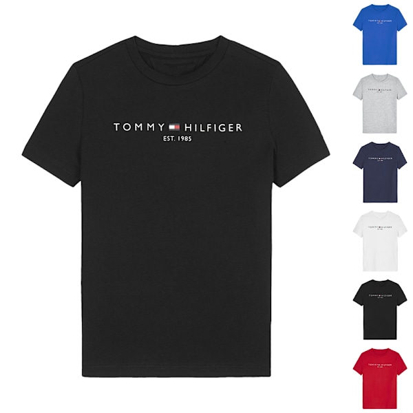 Tommy Hilfiger Herr T-shirt med bokstavstryck, kort ärm, löst sittande, avslappnad, sommartopp Black M