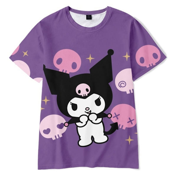 Kuromi T-shirt med kort ärm och rund hals för flickor, sommar, casual blus A 140cm