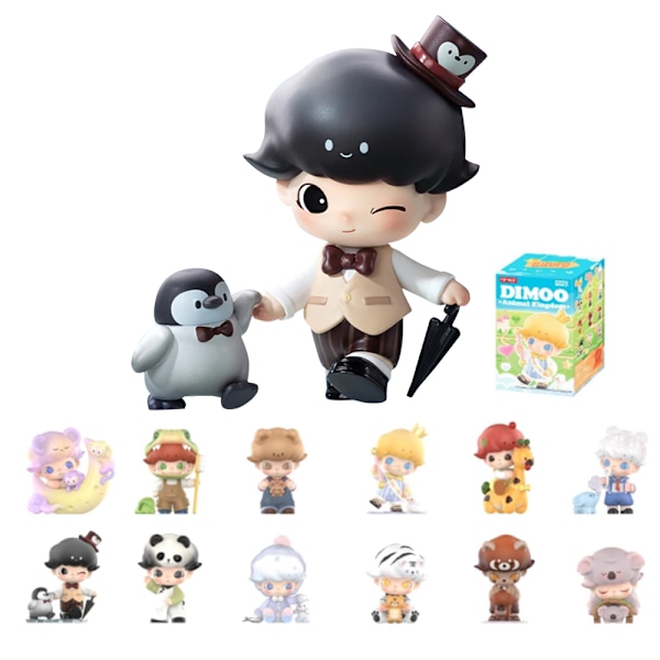 POP MART DIMOO Animal Kingdom Series Figurer, DIMOO Blind Box Figurer Samlarleksaker (Slumpmässigt en)