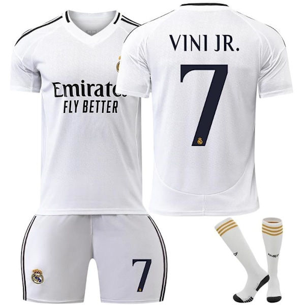 NO.7 VINI.JR. Fotbollströja för Barn Pojkar T-shirt Shorts Strumpor Jersey Sommar Träningsdräkt Set 24