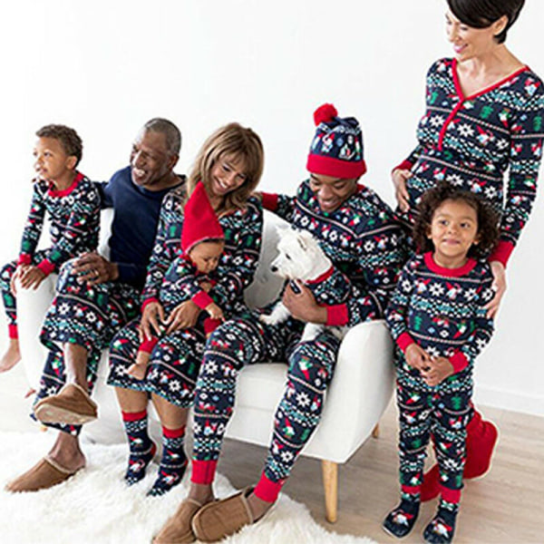 Jul familj matchande set Pyjamas Sovkläder Xmas PJs Set kid 2T