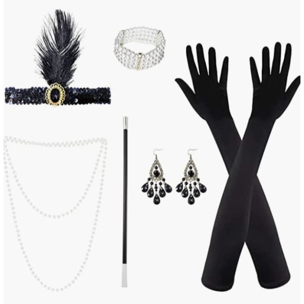1920-talets Gatsby-accessoarer för kvinnor Flapper-kostymhuvudbonad E