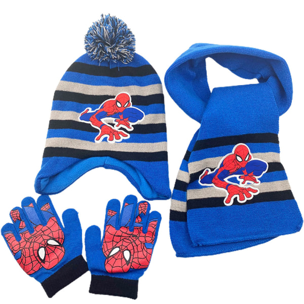 Kids Spiderman Superhero Winter Warm Hat Scarf Handskar Set C