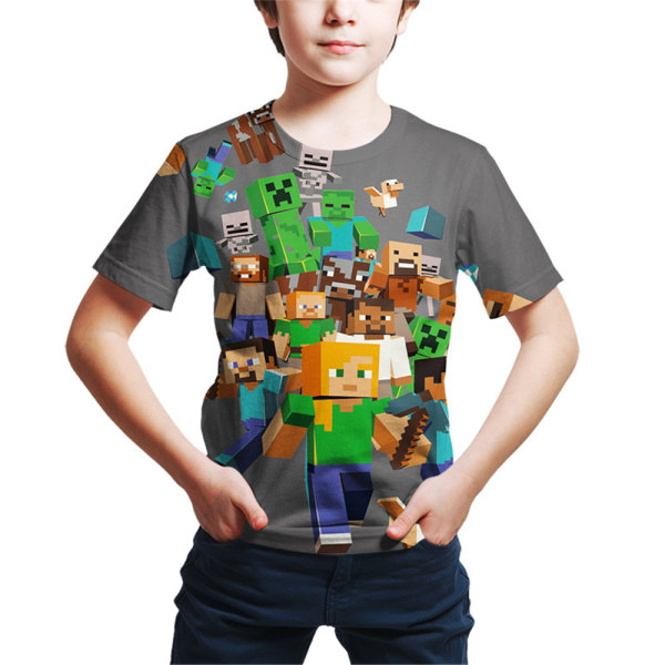 Pojkar Barn Casual kortärmad tecknad Minecraft T-shirt B 120cm