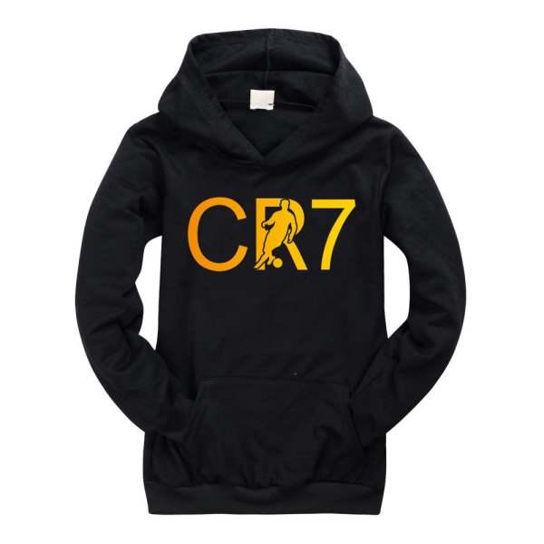 Barn Pojkar Lös luvtröja CR7 Ronaldo Långärmad Hoody Sweatshirt Kostym Toppar Black 140cm