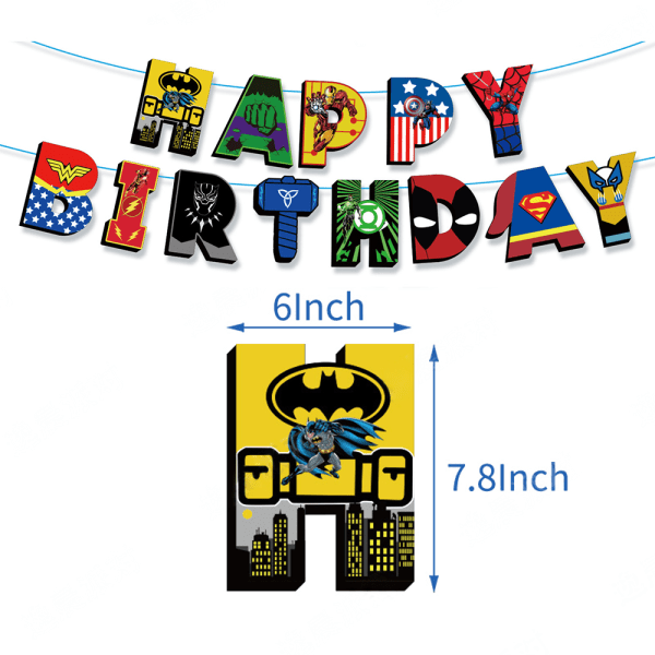 Superhjälte-tema Födelsedagsfest Banderoller Ballonger Tårtdekor